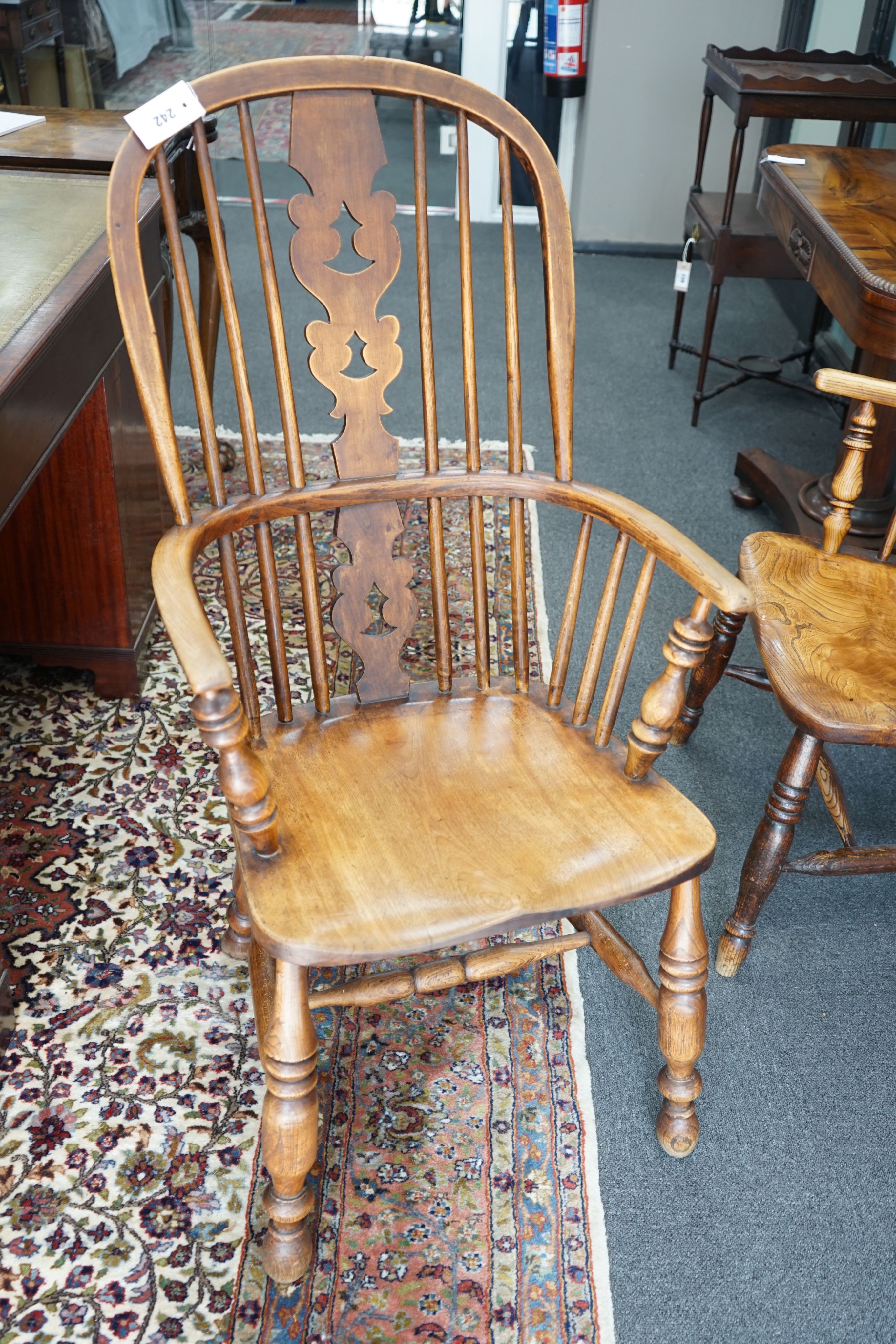 A Victorian ash and beech Yorkshire area Windsor armchair, width 55cm depth 42cm height 105cm